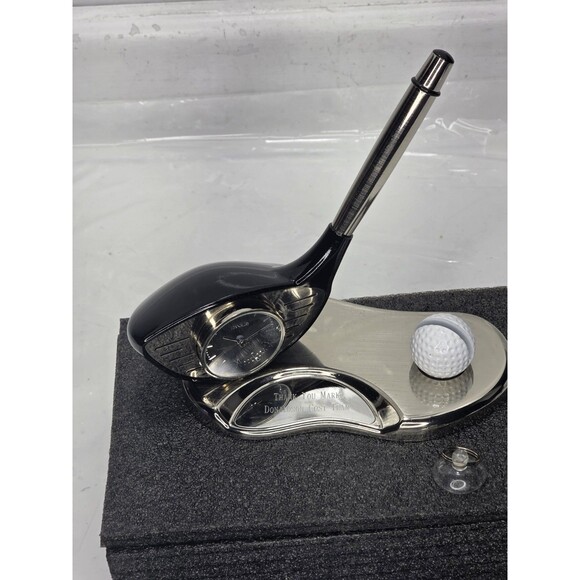 THINGS REMEMBERED FATHERS DAY GIFT  SET GOLF CLUB Clock Pen Business Card Rack - Picture 9 of 15